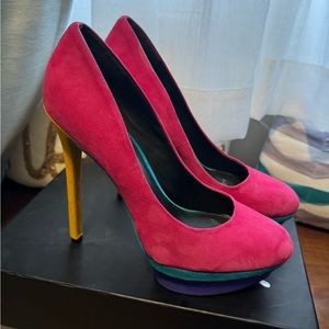 Vintage Brian Atwood Hot Pink Heels Size 9.5 - Gently Used